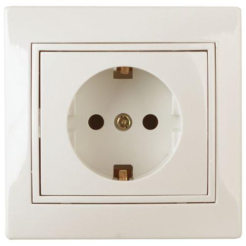 Розетка 1-м СП Plano 1-202-02 16А IP20 250В 2P+E Schuko сл. кость Intro Б0053876