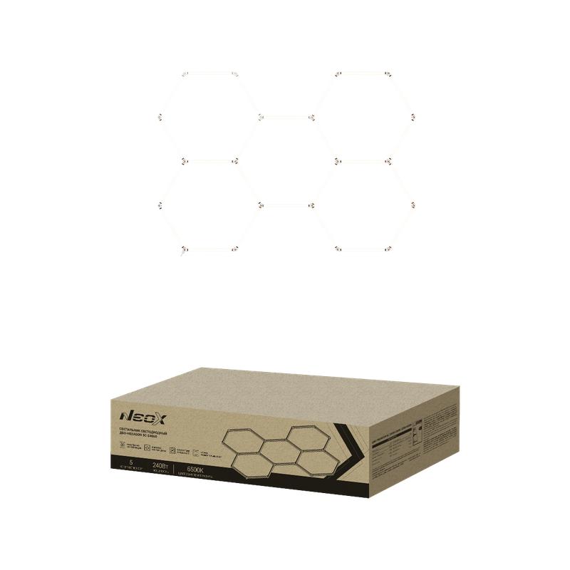 Светильник светодиодный ДБО-HEXAGON 5С-24065 240Вт 6500К 230В 1628х2380мм 5 сот 0.5м шнур с вилкой NEOX 4690612066622