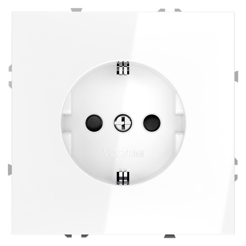 Розетка 1-м СП S70 16А с заземл. защ. шторки механизм бел. глянцевый Voltum VLS040201