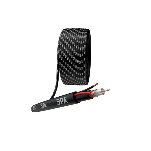 Кабель для аналогового видеонаблюдения K-0.5-PE КВК-П-2+2х0.5кв.мм 200м черн. Эра Б0052733