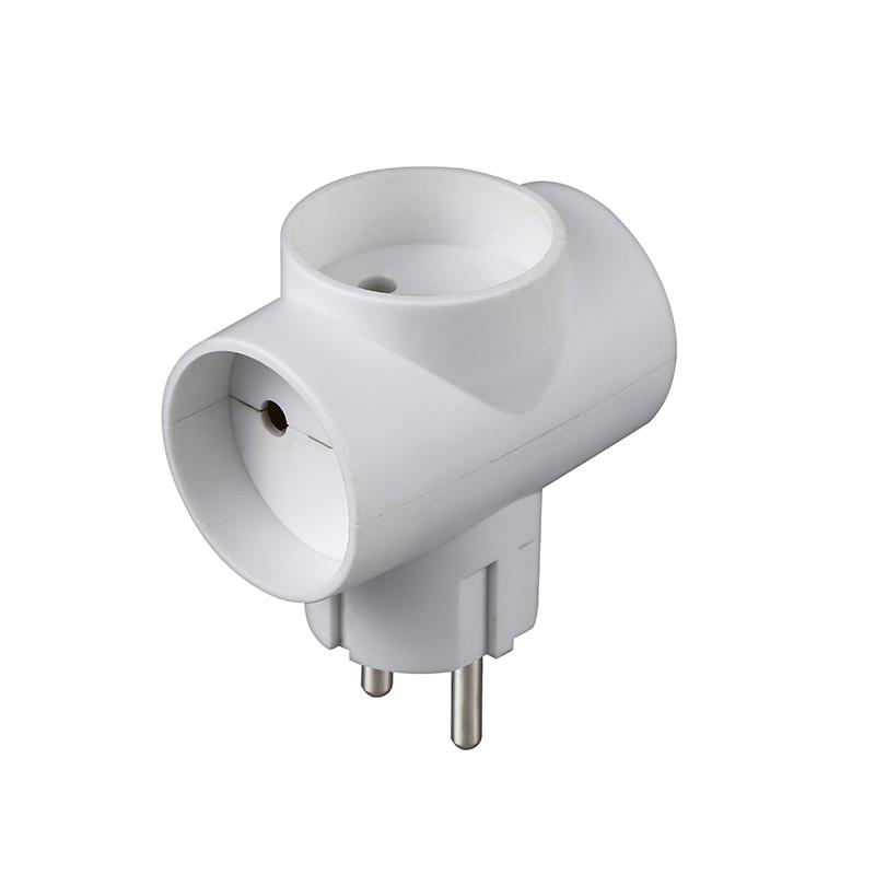 Разветвитель 3-м Т-образный без заземл. 10А 2200Вт 250В бел. DОМТОК 2662