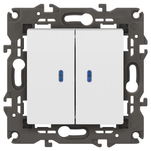 Выключатель 2-кл. Elegance 14-1105-01М 250В 10АХ с подсветкой матов. бел. Эра Б0065807