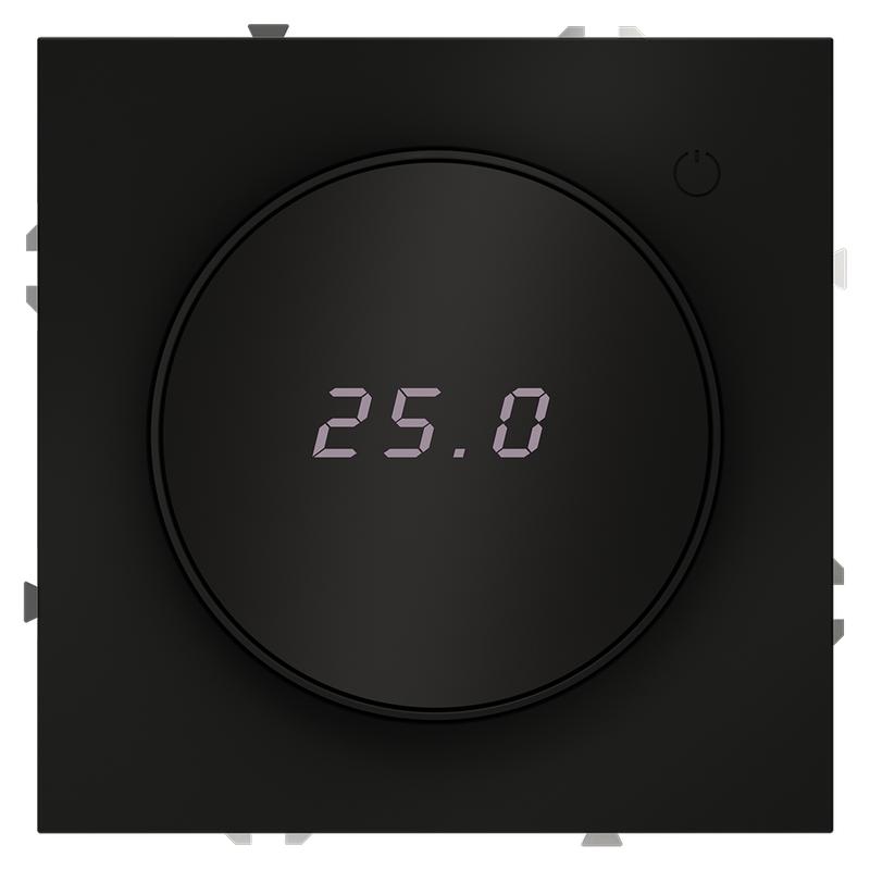 Терморегулятор электронный S70 с индикацией и датчиком для теплого пола механизм черн. матов. Voltum VLS070108