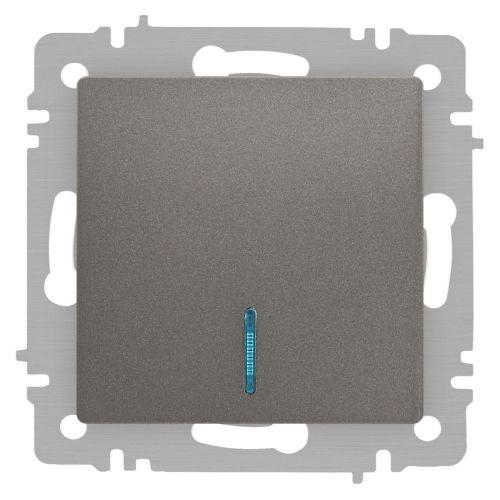 Выключатель 1-кл. СП Accent 6-102-09 10А IP20 250В с подсветкой AL/CU титан Intro Б0063460