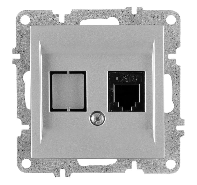 Розетка телефонная 1вых. СП 1мод. LAVIN/KAREN RJ45 кат.3 механизм сер. ARVIA 50 03 2000 221