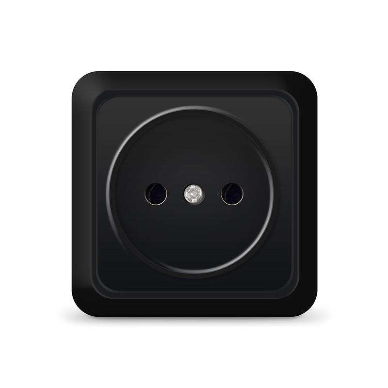 Розетка 1-м ОП Олимп 16А IP20 без заземл. черн. Universal 2224