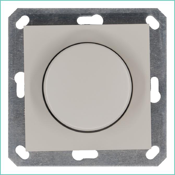 Светорегулятор поворотно-нажимной (диммер) LED 30-400Вт 1gang 2way механизм тауп Jasmart G4012T