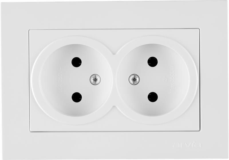 Розетка 2-м СП KAREN 16А IP20 без заземл. в сборе бел. ARVIA 20 01 1000 908