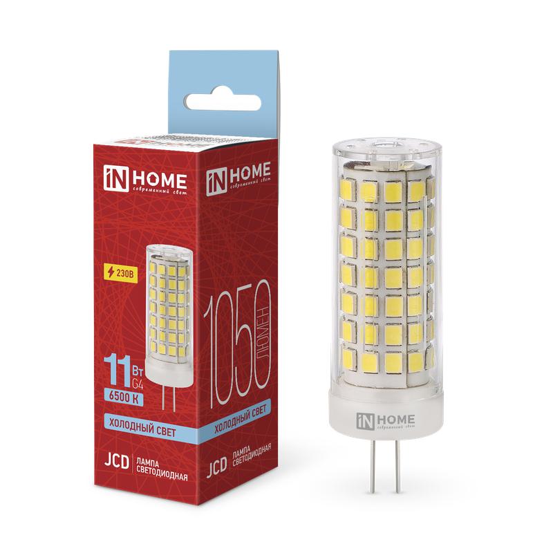Лампа светодиодная LED-JCD 11Вт 230В G4 6500К 1050лм IN HOME 4690612060316
