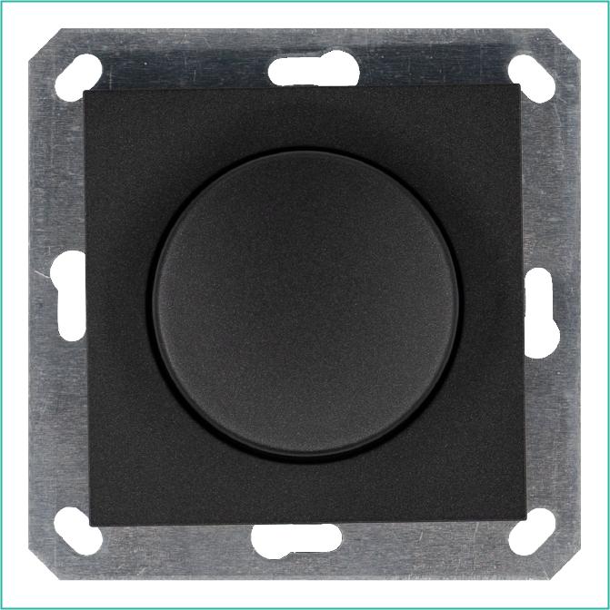 Светорегулятор поворотно-нажимной (диммер) LED 30-400Вт 1gang 2way механизм антрацит Jasmart G4012B