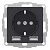 Розетка 3-м СП AtlasDesign 16А IP20 с 2-мя заряд. устройствами USB тип A+A 5В/2.4А 2х5В/1.2А механизм карбон SchE ATN001030