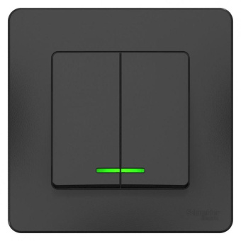 Выключатель 2-кл. СП Blanca 10А IP20 (сх. 5) 250В с подсветкой антрацит SchE BLNVS010516