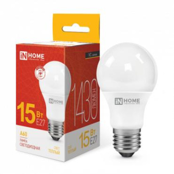 Лампа светодиодная LED-A60-VC 15Вт грушевидная 230В E27 3000К 1430лм IN HOME 4690612020266