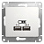 Розетка USB 2-м СП Glossa A+A 5В/2.1А 2х5В/1.05А механизм бел. SchE GSL000133