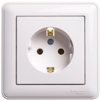 Розетка 1-м СП W59 16А IP20 с заземл. без защ. шторок бел. SchE RS16-154-18