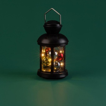 Фонарь декоративный 12х12х20.6см с шариками тепл. бел. корпус черн. Neon-Night 513-061