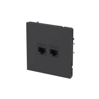 Розетка компьютерная 2-м KANT RJ45 кат.6A без шторки черн. уголь DKC 7012674