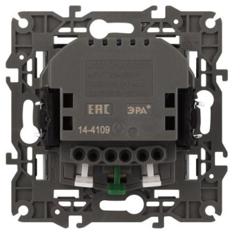 Розетка Elegance 14-4109-16 16A 250В 2P+E защ. штор. с 2xUSB 3А 5В титан Эра Б0065775