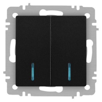 Выключатель 2-кл. СП Accent 6-105-05 10А IP20 250В с подсветкой AL/CU антрацит Intro Б0063516