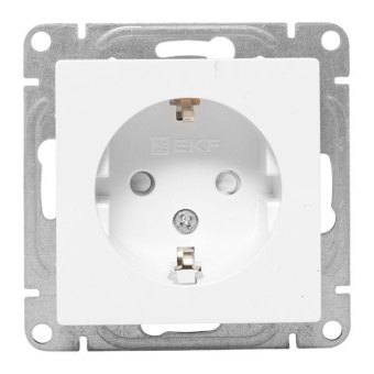 Розетка СП Эпика 16А с заземл. защ. шторки механизм бел. EKF UP1-SOW-111