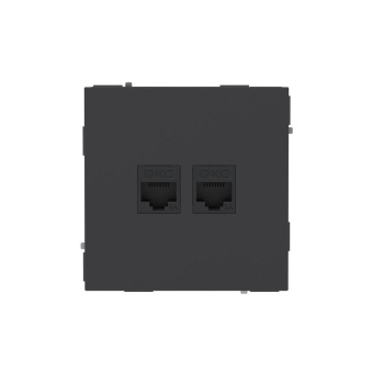 Розетка компьютерная 2-м KANT RJ45 кат.6A без шторки черн. уголь DKC 7012674