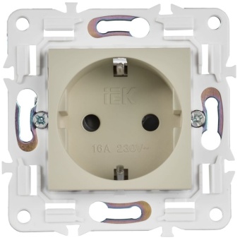 Розетка SKANDY 16А с заземл. защ. шторки SK-R04B беж. IEK SK-R14-16-K10