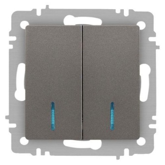 Выключатель 2-кл. СП Accent 6-105-09 10А IP20 250В с подсветкой AL/CU титан Intro Б0063525