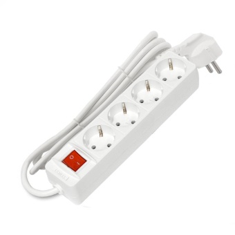 Удлинитель 4х1.5м с заземл. 10А IP20 2.2кВт ПВС 3х1 с выкл. бел. Союз 2789