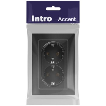 Розетка 2-м СП Accent 6-205-05 16А IP20 250В 2P+E Schuko AL/CU антрацит Intro Б0063494