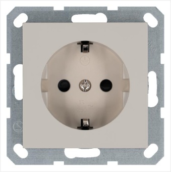 Розетка 1-м Shuko 16А IP20 с заземл. защ. шторки механизм тауп Jasmart G5501T