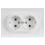 Розетка 2-м СП BRITE РСш12-3-БрАБ 16А в сборе с заземл. защ. шторки арктич. бел. IEK BR-R24-16-K91-F