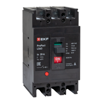 Выключатель автоматический 3п 20А 15кА LS63 ProPact EKF mccb-63-15-3-20-ls