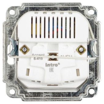 Розетка 1-м СП Accent 6-410-01 16А IP20 250В P+E Schuko защ. шторки + 2хUSB бел. Intro Б0063689