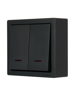 Выключатель 2-кл. ОП LETO с индикацией черн. бархат LEZARD 752-4200-112