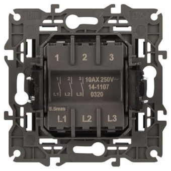 Выключатель 3-кл. СП Elegance 14-1107-05 10А IP20 250В 10AX механизм антрацит Эра Б0034254