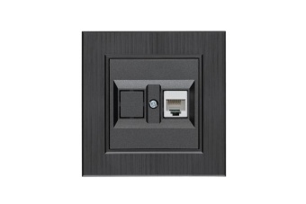 Розетка компьютерная CAT 5+гнездо Karea LINE STAR дым. металлик Makel 86050035