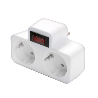 Разветвитель 2-м плоский с выключателем с заземл. 16А 3500Вт 250В бел. DОМТОК 2664