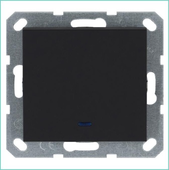 Выключатель 1-кл. 10А IP20 с подсветкой механизм черн. матовый soft touch Jasmart G3011NPB