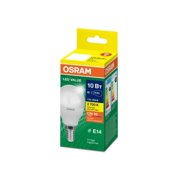 Лампа светодиодная LED G4 Value LVCLP75 10W/927 CRI95 10Вт 2700К 1000лм шар матов. E14 170-250В OSRAM 4058075579712