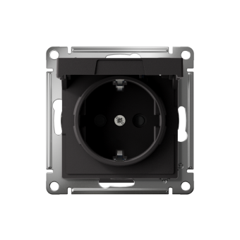 Розетка AtlasDesign 16А IP20 с заземл. защ. шторки с крышкой быстрозажим. клем. механизм карбон SE ATN001046S