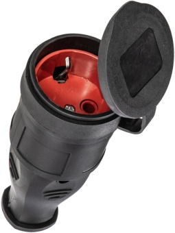 Розетка 16А IP44 прямая с заземл. каучук красн. КОСМОС RKsm-Z-IP(R)16A