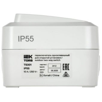 Переключатель 1-кл. ОП TORS TS301 10А IP55 бел. IEK TS-V10-0-10-55-K01