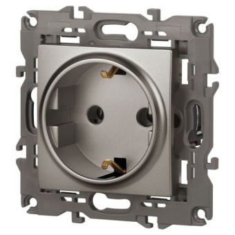 Розетка Elegance 14-2101-16 16А 250В 2P+E Schuko титан Эра Б0065802