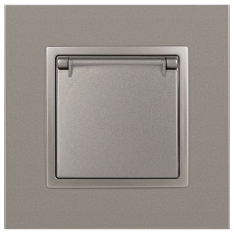 Розетка Elegance 14-2103-16 16А 250В 2P+E Schuko защ. шторки с крышкой титан Эра Б0065811