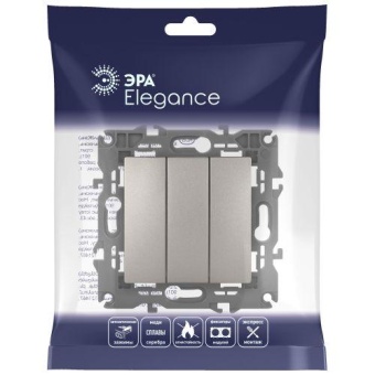 Выключатель 3-кл. Elegance 14-1107-16 250В 10АХ титан Эра Б0065799