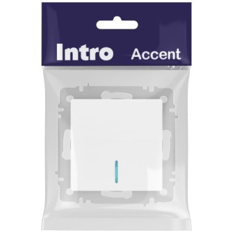 Выключатель 1-кл. СП Accent 6-102-01М 10А IP20 250В с подсветкой AL/CU бел. матов. Intro Б0063466
