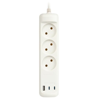 Удлинитель электрический U-3-1.5m-USB-W 3 розетки + 3xUSB A+C 1.5м 10А бел. Эра Б0069075