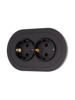 Розетка 2-м СП OSEN с заземл. ПБТ круглая механизм черн. бархат LEZARD 744-4200-127B