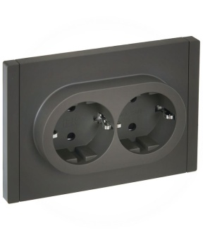 Розетка 2-м СП FORTE&PIANO FP323 16А с заземл. защ. шторки безвинт. крепл. сер. IEK FP-R24-16-1-K03