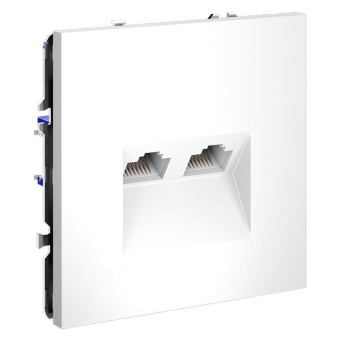 Розетка компьютерная 2-м СП S70 RJ45 + RJ45 кат.6 механизм бел. матов. Voltum VLS060202